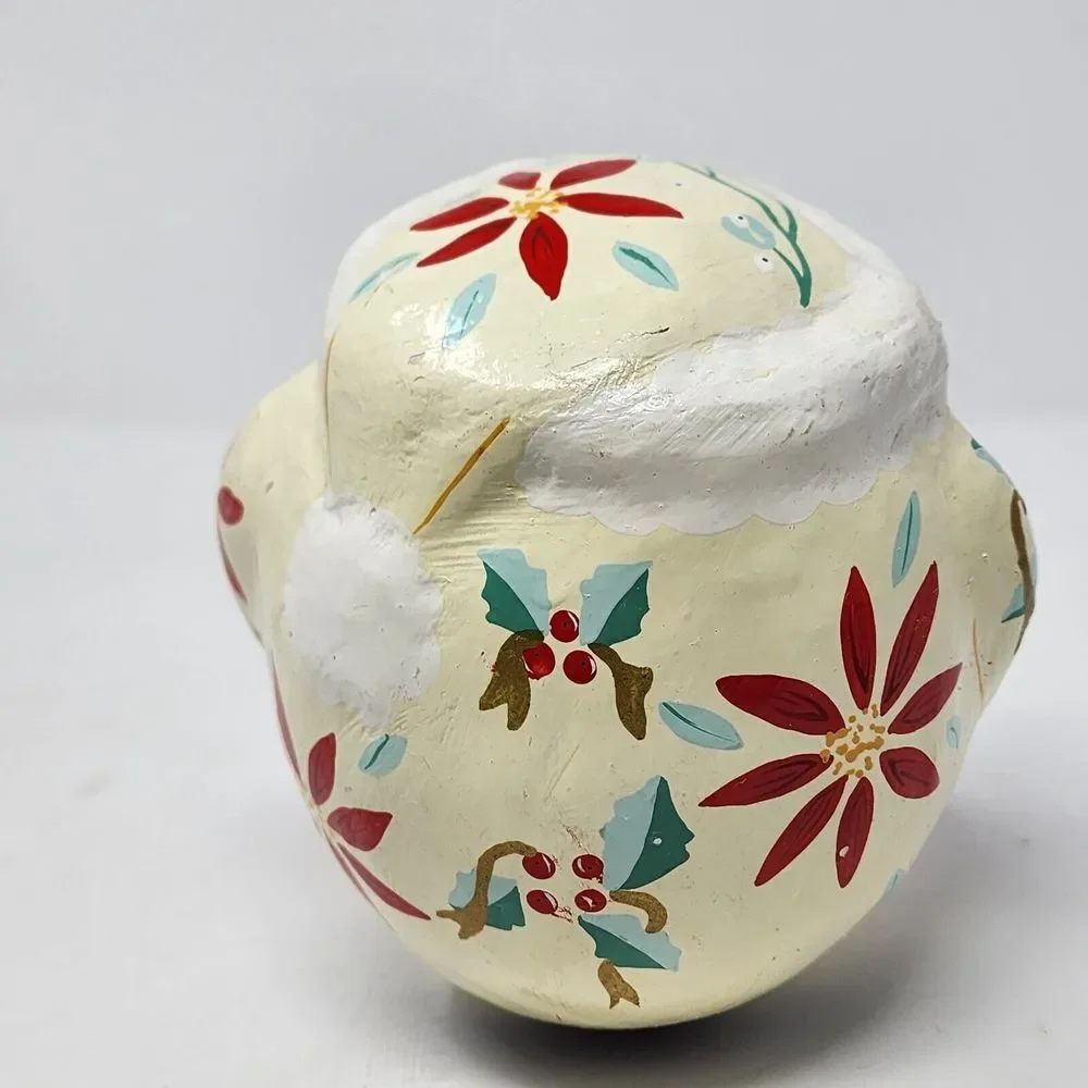 Vintage Pier One Santa Claus Hand Painted Paper Mache Wobbly‎ Folk Art Christmas